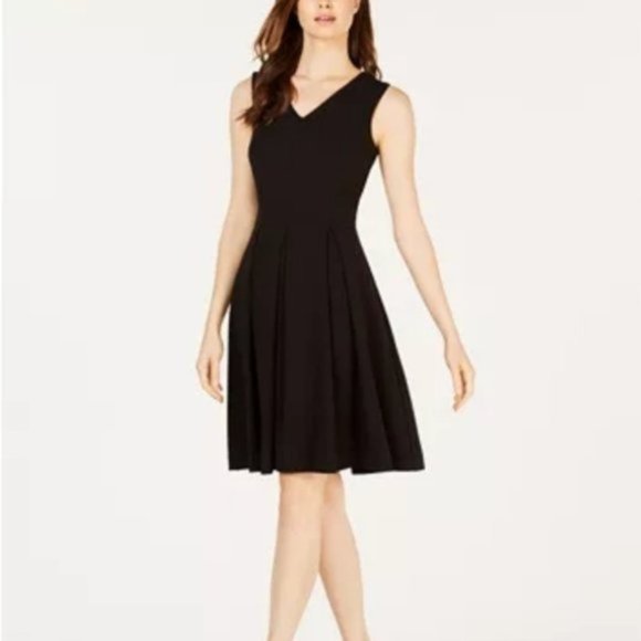Calvin Klein Petite Illusion-Back Fit & Flare - Picture 1 of 3